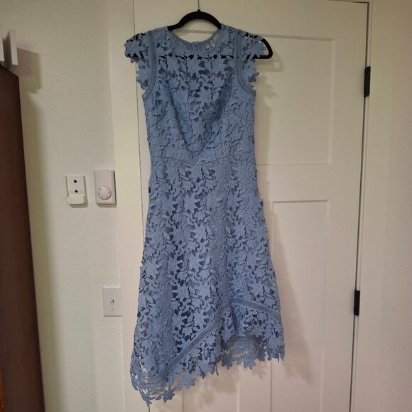 Light Blue Lace Asymmetrical Dress - Picture 1 of 5
